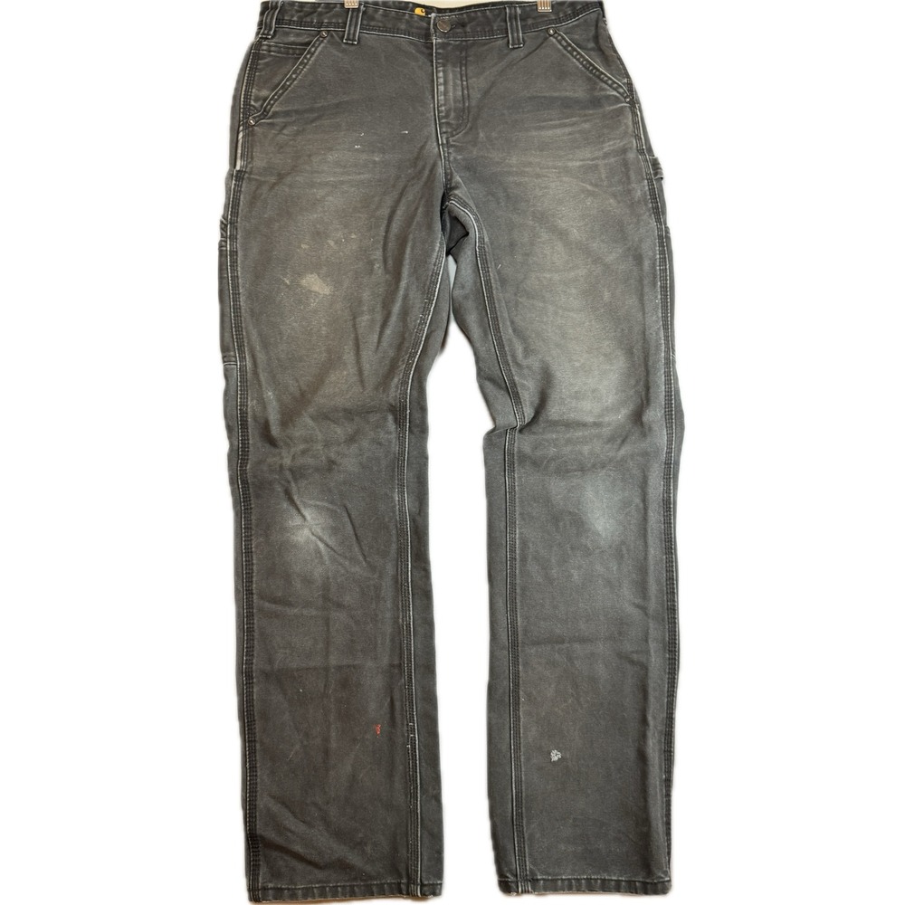 Carhartt Distressed Painter Carpenter Pants Women 8 Tall Gray Canvas Relaxed Fit